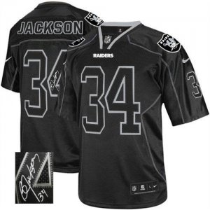 Jerseys Factory Cheap Nike Raiders #34 Bo Jackson Lights Out Bla