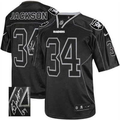 Jerseys Factory Cheap Nike Raiders #34 Bo Jackson Lights Out Bla