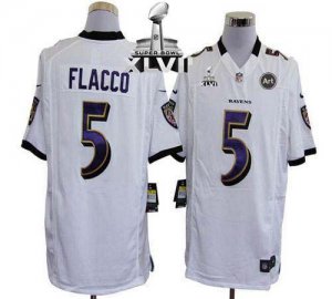 Jerseys Factory Cheap Nike Ravens #5 Joe Flacco White Super Bowl
