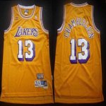 Jerseys Factory Cheap Lakers #13 Wilt Chamberlain Yellow Throwba
