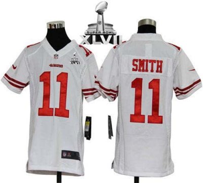 Jerseys Factory Cheap Nike 49ers #11 Alex Smith White Youth Supe