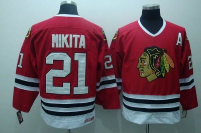 Jerseys Factory Cheap Blackhawks #21 Stan Mikita Embroidered Red