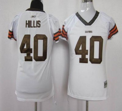 Jerseys Factory Cheap Browns #40 Peyton Hillis White Women's Fie
