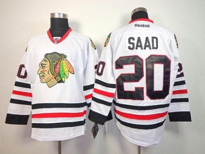 Jerseys Factory Cheap Blackhawks #20 Brandon Saad White Embroide