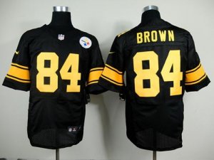 Jerseys Factory Cheap Nike Steelers #84 Antonio Brown Black(Gold