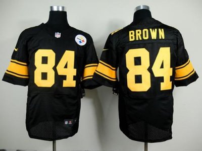 Jerseys Factory Cheap Nike Steelers #84 Antonio Brown Black(Gold