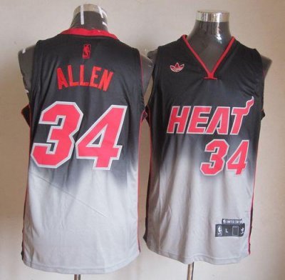 Jerseys Factory Cheap Heat #34 Ray Allen Black/Grey Fadeaway Fas