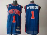 Jerseys Factory Cheap Pistons #1 Allen Iverson Blue Throwback Em