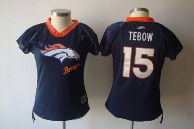 Jerseys Factory Cheap Broncos #15 Tim Tebow Blue 2011 Women's Fi
