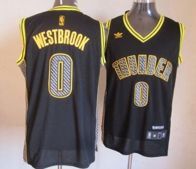 Jerseys Factory Cheap Thunder #0 Russell Westbrook Black Electri