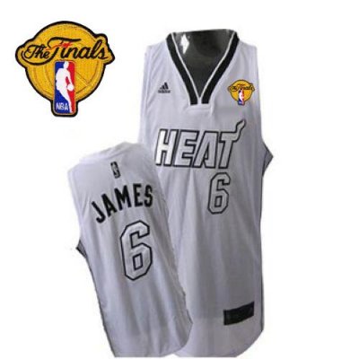 Jerseys Factory Cheap Heat Finals Patch #6 LeBron James Silver N