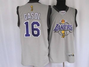 Jerseys Factory Cheap Lakers #16 Pau Gasol Embroidered Grey 2010