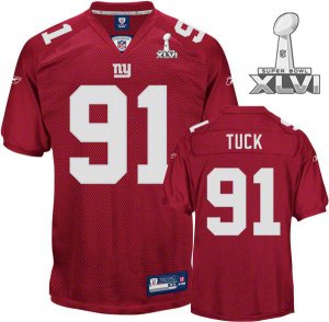 Jerseys Factory Cheap Giants #91 Justin Tuck Red Super Bowl XLVI