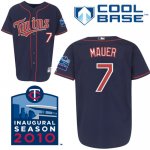 Jerseys Factory Cheap Twins #7 Joe Mauer Embroidered Navy Blue C