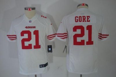 Jerseys Factory Cheap Nike 49ers #21 Frank Gore White Youth Embr