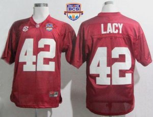 Jerseys Factory Cheap Crimson Tide #42 Eddie Lacy Red SEC Patch