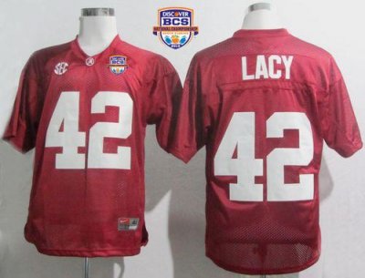 Jerseys Factory Cheap Crimson Tide #42 Eddie Lacy Red SEC Patch