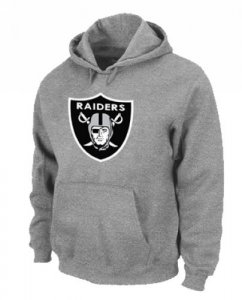 Jerseys Factory Cheap Oakland Raiders Logo Pullover Hoodie Grey