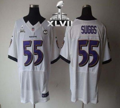 Jerseys Factory Cheap Nike Ravens #55 Terrell Suggs White Super