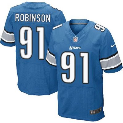 Jerseys Factory Cheap Nike Lions #91 A'Shawn Robinson Blue Team