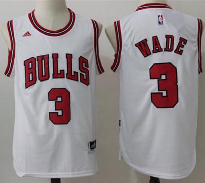 Jerseys Factory Cheap Bulls #3 Dwyane Wade White Stitched NBA Je