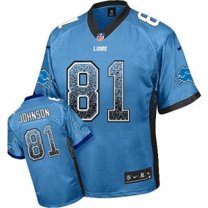 Jerseys Factory Cheap Nike Lions #81 Calvin Johnson Blue Team Co