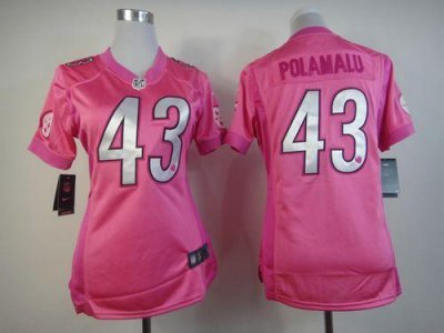 Jerseys Factory Cheap Nike Steelers #43 Troy Polamalu Pink Women