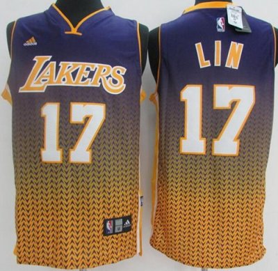 Jerseys Factory Cheap Lakers #17 Jeremy Lin Purple Resonate Fash