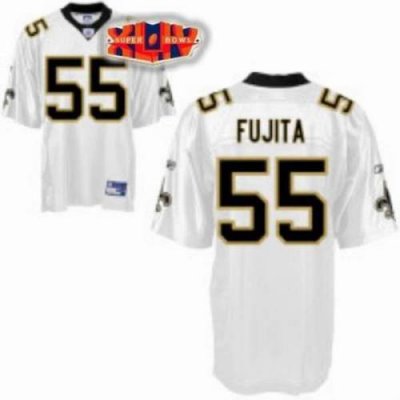 Jerseys Factory Cheap Saints #55 Scott Fujita White With Super B