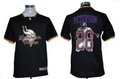 Jerseys Factory Cheap Nike Vikings #28 Adrian Peterson Black Men