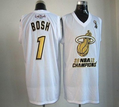Jerseys Factory Cheap Heat #1 Chris Bosh White Majestic 2012 NBA