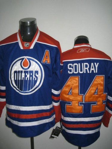Jerseys Factory Cheap Oilers #44 Sheldon Souray Embroidered Ligh