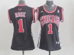 Jerseys Factory Cheap Bulls #1 Derrick Rose Black Women's Altern