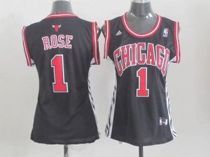 Jerseys Factory Cheap Bulls #1 Derrick Rose Black Women's Altern
