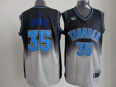 Jerseys Factory Cheap Thunder #35 Kevin Durant Black/Grey Fadeaw