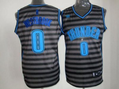 Jerseys Factory Cheap Thunder #0 Russell Westbrook Black/Grey Gr