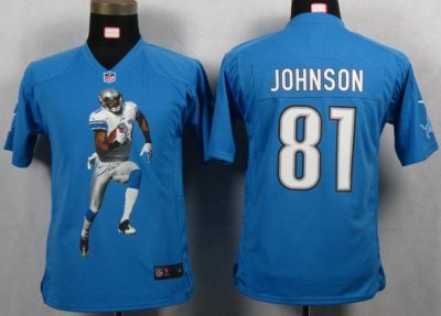 Jerseys Factory Cheap Nike Lions #81 Calvin Johnson Light Blue T