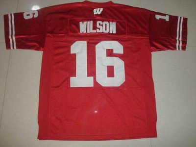 Jerseys Factory Cheap Badgers #16 Russell Wilson Red Embroidered
