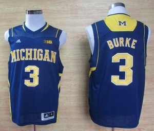 Jerseys Factory Cheap Wolverines #3 Trey Burke Navy Blue Basketb