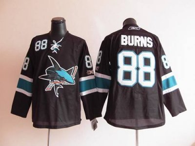 Jerseys Factory Cheap Sharks #88 Brent Burns Black Embroidered N