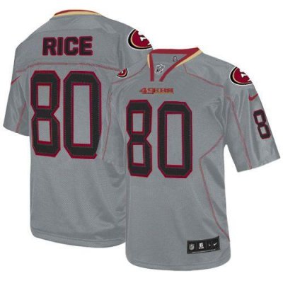 Jerseys Factory Cheap Nike 49ers #80 Jerry Rice Lights Out Grey