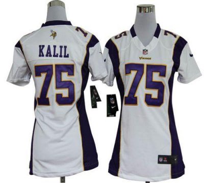 Jerseys Factory Cheap Nike Vikings #75 Matt Kalil White Women's