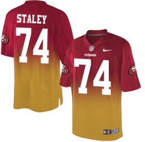 Jerseys Factory Cheap Nike 49ers #74 Joe Staley Red/Gold Men's S