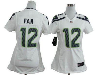 Jerseys Factory Cheap Nike Seahawks #12 Fan White Women's Embroi