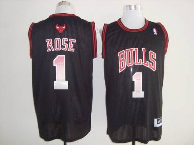 Jerseys Factory Cheap Bulls #1 Derrick Rose Black Fashion Stitch