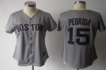 Jerseys Factory Cheap Red Sox #15 Dustin Pedroia Grey Women's Fa