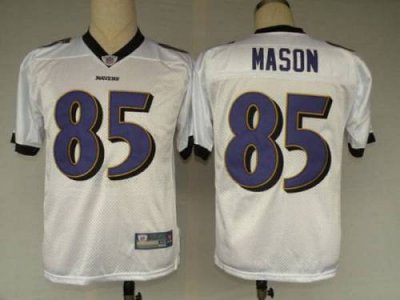 Jerseys Factory Cheap Ravens #85 Derrick Mason White Embroidered