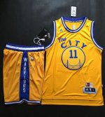 Jerseys Factory Cheap Warriors #11 Klay Thompson Gold Throwback