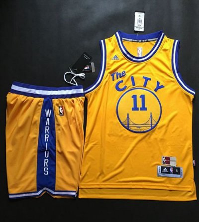 Jerseys Factory Cheap Warriors #11 Klay Thompson Gold Throwback
