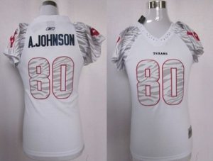 Jerseys Factory Cheap Texans #80 A.Johnson White Women's Zebra F